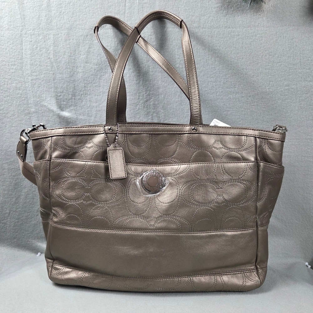 Coach Multifunction Tote Womens Large Bronze New Metallic Leather F19414 Bag New